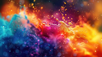 Naklejka premium Vibrant Abstract Color Explosion with Splash Effect