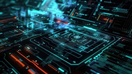 Futuristic Digital Interface with Holographic Elements