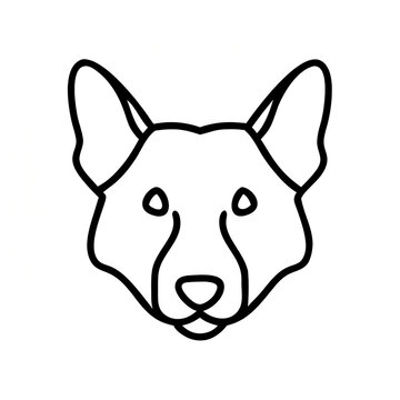 recommend clip art: Welsh Corgi dog face illustration, minimalist style, black and white, line art