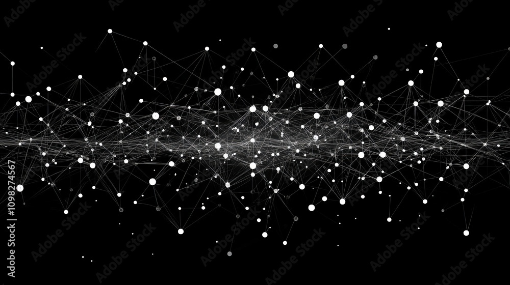 Poster a captivating abstract representation of interconnected nodes and lines, symbolizing digital network