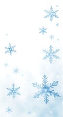 Watercolor ice blue snowflakes background for festive designs, abstract frosty texture with elegant white and icy tones.
