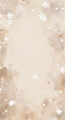 Luxurious golden snowflakes on champagne watercolor background for elegant holiday atmosphere. Stylish golden snowflakes gently falling on warm champagne watercolor texture