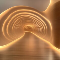 Naklejka premium Illuminated Wooden Tunnel