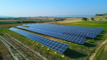 Expansive Solar Farm in a Rural Countryside Setting