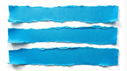 Fototapeta premium Blue ripped paper edges strips isolated on a white background 