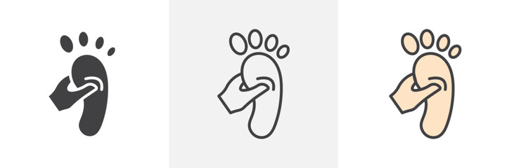 Obraz premium Reflexology foot massage icon collection in black and white and colored style