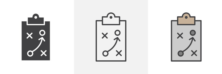 Planning icon collection in black and white and colored style