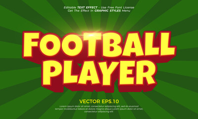 Football player editable text effect template. Letter effect typography logo