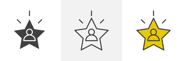 Best employee icon collection in black and white and colored style