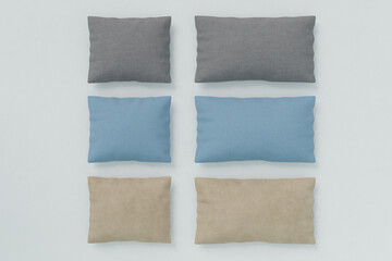 Blank Group Pillowcase Mockup Square, 3d Rendering isolated on white v4