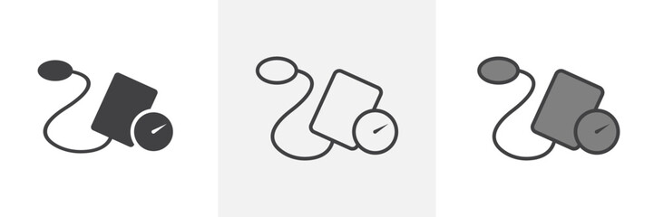 Tonometer icon collection in black and white and colored style