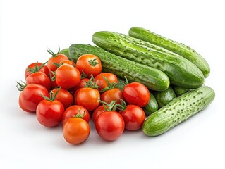 A vibrant medley of plump cherry tomatoes,isolated against white background-