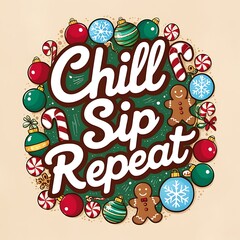 Christmas Chill Sip Repeat Festive Design