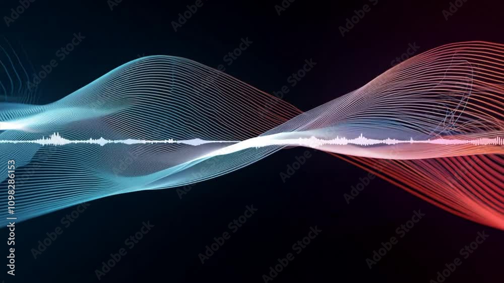 Canvas Prints abstract sound waves: red and blue digital audio visualization