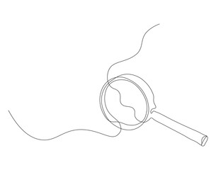 Obraz premium Continuous line illustration of magnifying glass. Continuous line drawing of magnifying glass lens