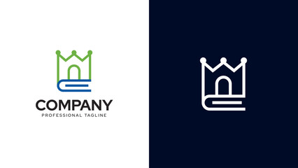 Illustration of modern Home book logo vector icon. Logo design of the house combined with books.