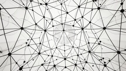 Obraz premium Intricate Black and White Geometric Network Design