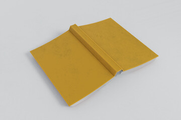 Cover of thick yellow notebook standing vertically 3d render v8