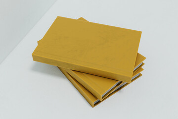 Cover of thick yellow notebook standing vertically 3d render v6