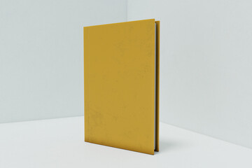 Cover of thick yellow notebook standing vertically 3d render v5