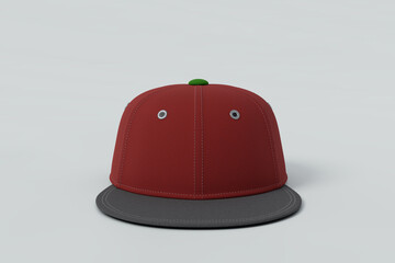 Snapback cap red color standar fit headwear, isolated image option 8