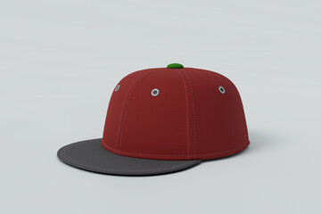 Snapback cap red color standar fit headwear, isolated image option 7