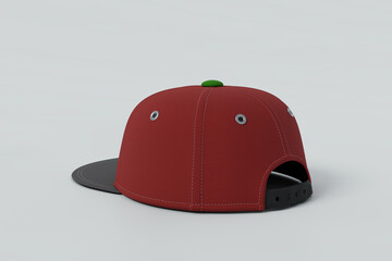 Snapback cap red color standar fit headwear, isolated image option 4