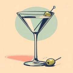 Retro martini with olive