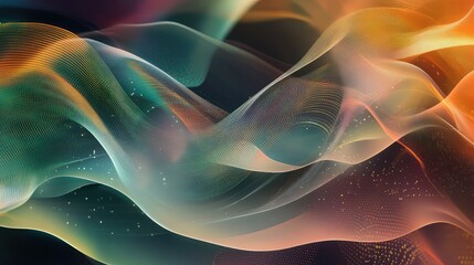 Obraz premium Curved lines and waves representing abstract data flow, against a futuristic, tech-inspired background