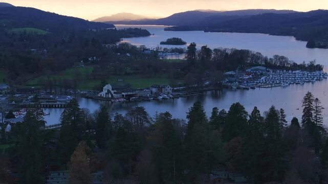 Cloudy landscape of windermere lake in Cumbria - UK 