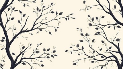 A minimalist illustration featuring intertwined branches with delicate leaves, creating an elegant and serene ambiance perfect for various design projects.