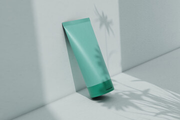 Elegant cosmetic liquid one bottle with a white background. 3D render of a beautiful cosmetic template for advertising. Makeup product brand and logo design branding V2