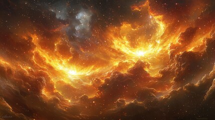 Celestial explosion cosmic clouds night sky digital art universe spectacular view cosmic wonders