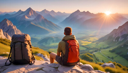 Fototapeta premium Hiking Outdoors Escape Dicovery Mountains Nature