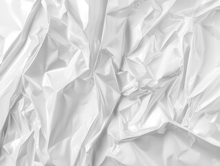 Obraz premium close-up of white plastic wrap texture, showcasing a crumpled and stretched surface, creating an abstract background effect that highlights the versatility and simplicity of polyethylene
