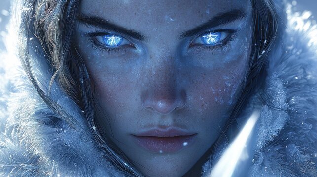 Skadi goddess of winter and the hunt enigmatic portrait frozen landscape artistic mystical atmosphere