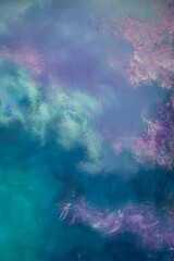 Obraz premium Abstract Brush Stroke Painting with Shades of Blue, Purple, and Green.