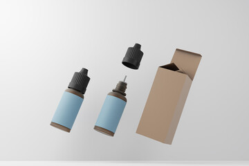 Elegant cosmetic liquid two bottle with a white background. 3D render of a beautiful cosmetic template for advertising. Makeup product brand and logo design branding V2