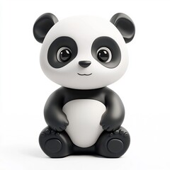 Fototapeta premium Cute 3D Cartoon Panda Character in Minimalist Design on White Background