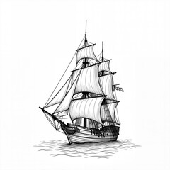 Fototapeta premium ship isolated on white, boat on the sea.