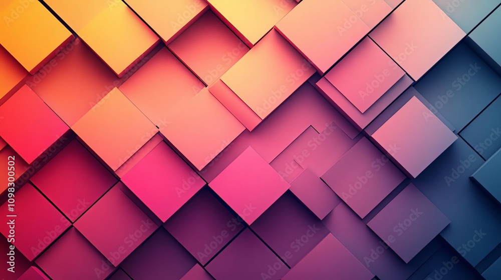 Poster vibrant abstract background featuring a mosaic of colorful 3d squares, creating a sense of depth and