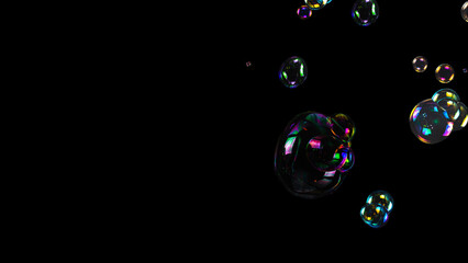 Soap bubbles isolated on a black background