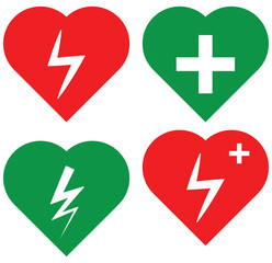 Fototapeta premium AED icon. Heart electricity and CPR AED icon vector illustration eps 10.