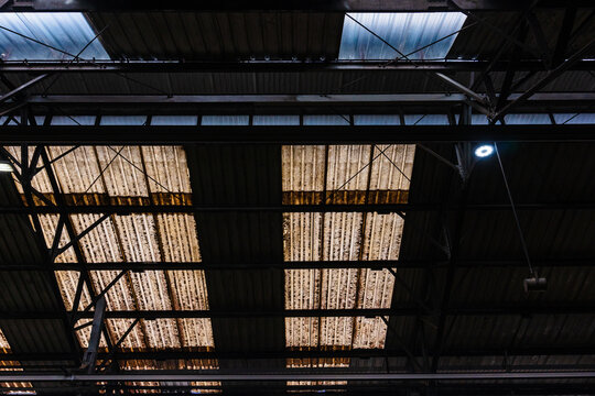 Ceiling with hanging lamps in a Train Station in Yogyakarta, Indonesia.
