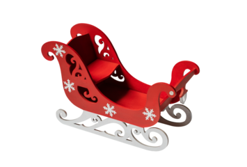 Christmas red sleigh isolated on transparent background. Happy new year. Winter concept.