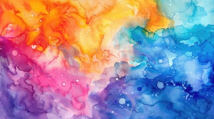 Fototapeta premium Vivid Abstract Watercolor Artwork with a Dynamic Color Palette
