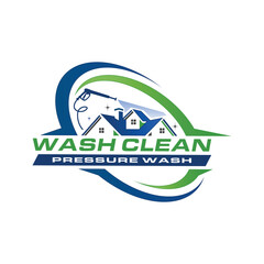 Professional pressure washing house logo design