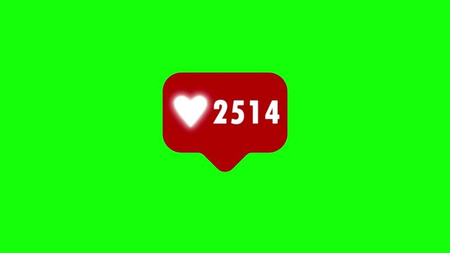 animation counting likes until 3000 love, hearts on red shapes for web, video and photography