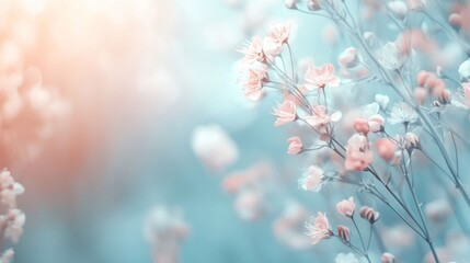 Naklejka premium A serene close-up of delicate flowers with soft colors, evoking tranquility and beauty.