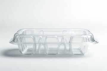 Clear plastic clamshell packaging on white background with crisp edges, captured using standard lens on high-key studio lighting, with copy space